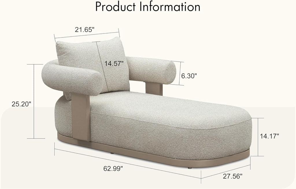 PURPLE LEAF Outdoor Chaise Lounge Chair | Modern Aluminum Patio Lounger with Lumbar Pillow
