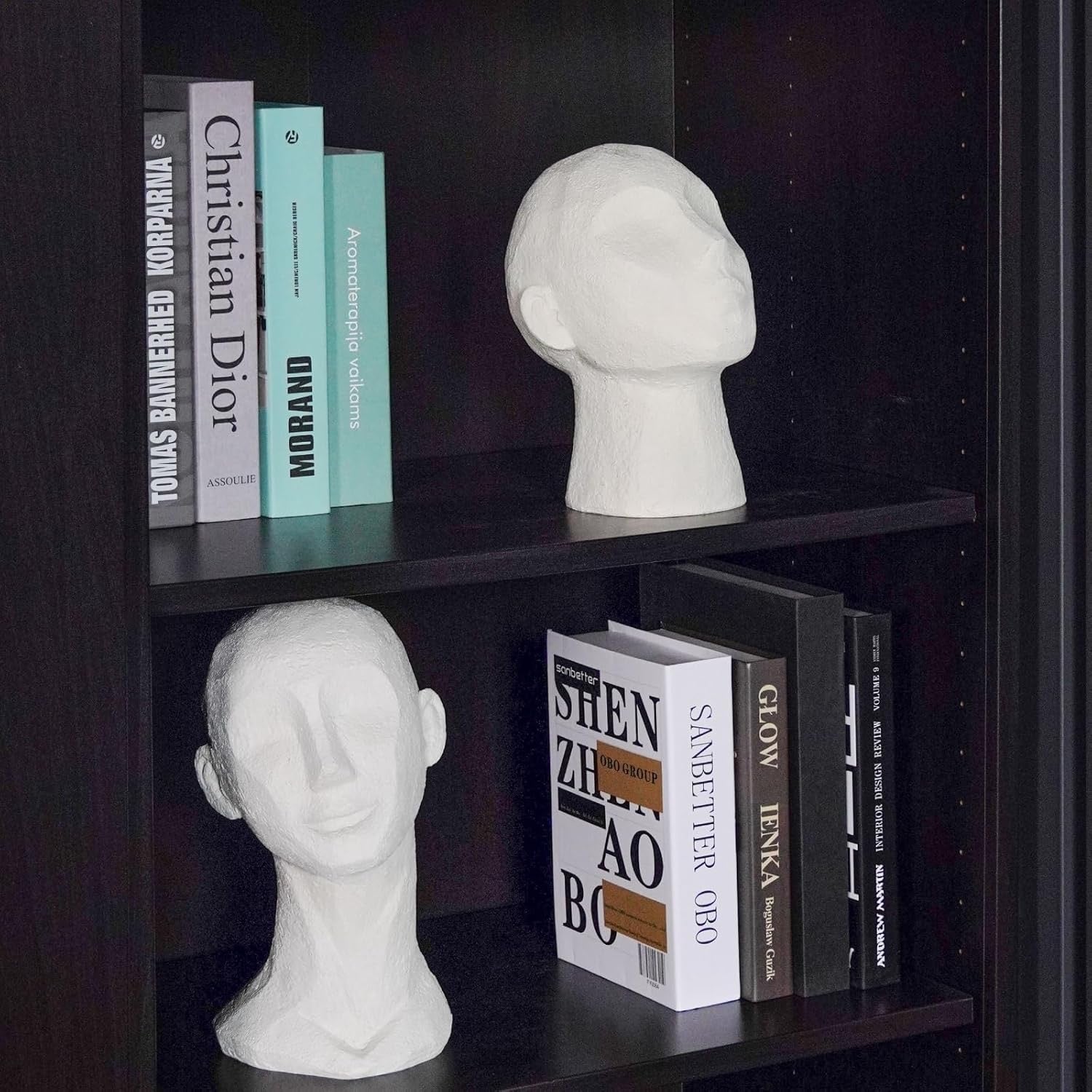 Abstract Thinker Head Sculpture | Modern Resin Bust Statue for Shelf & Table Decor