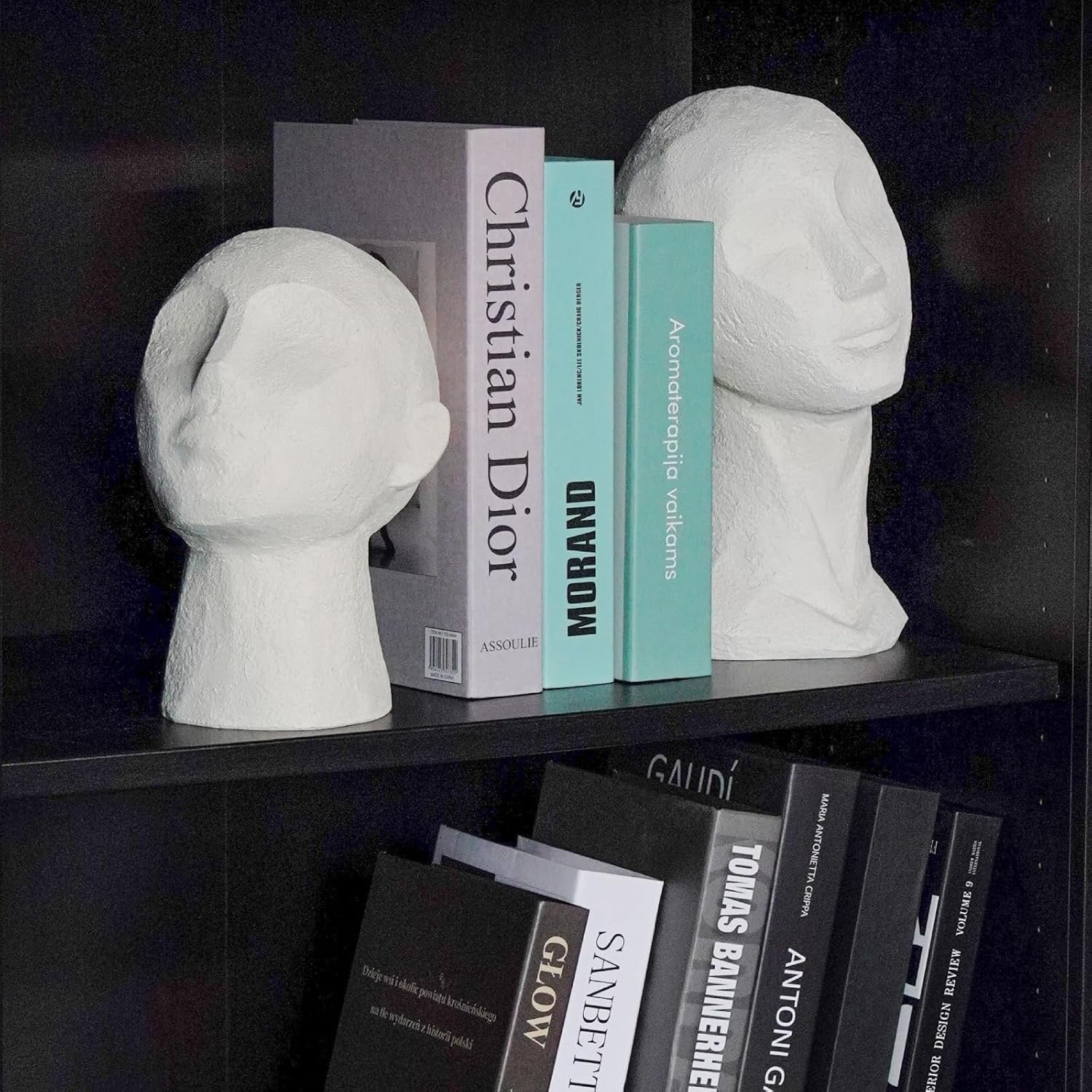 Abstract Thinker Head Sculpture | Modern Resin Bust Statue for Shelf & Table Decor