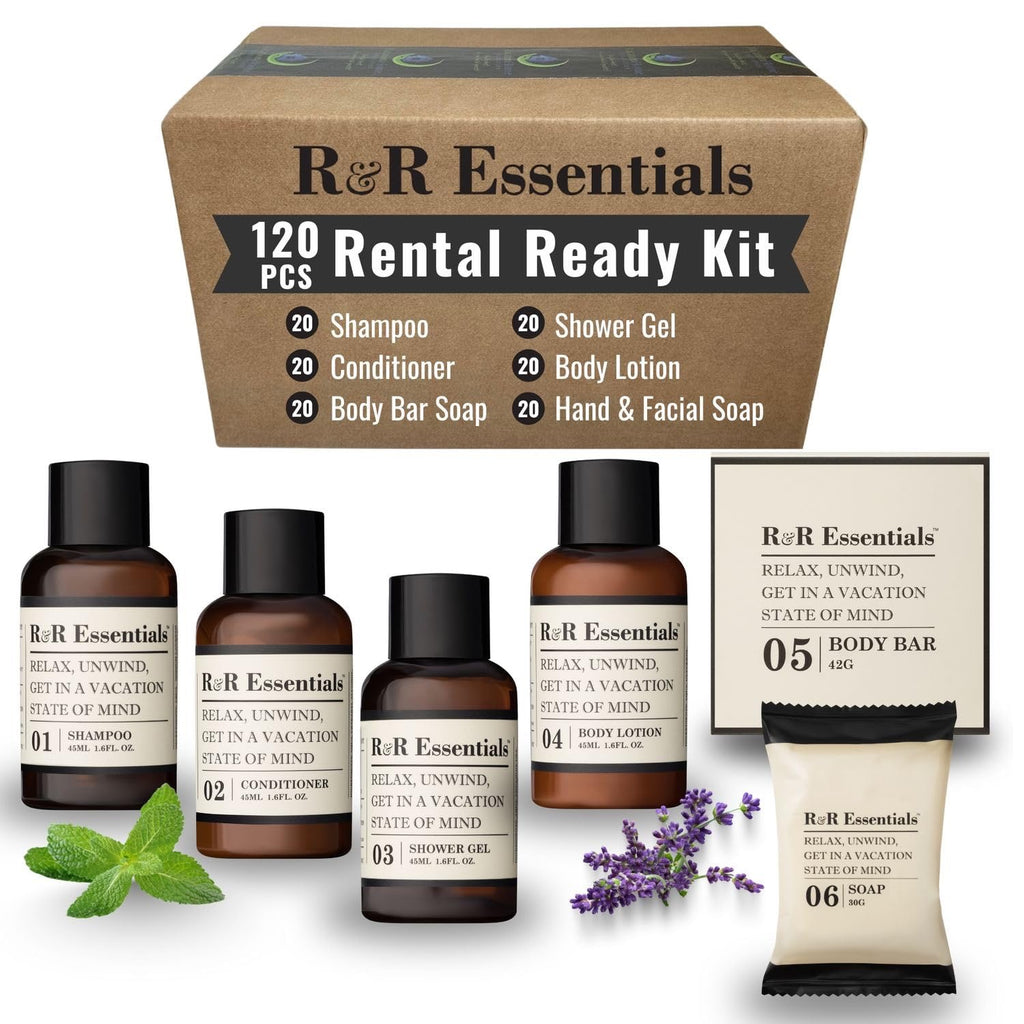 R&R Essentials Hotel Soaps & Toiletries Bundle | Travel-Size Vacation Home Amenities Kit