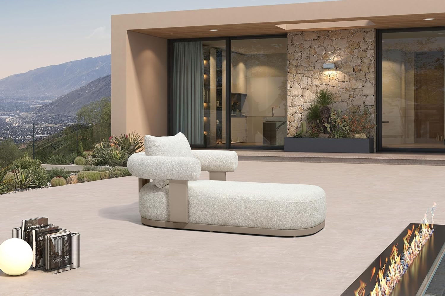 PURPLE LEAF Outdoor Chaise Lounge Chair | Modern Aluminum Patio Lounger with Lumbar Pillow