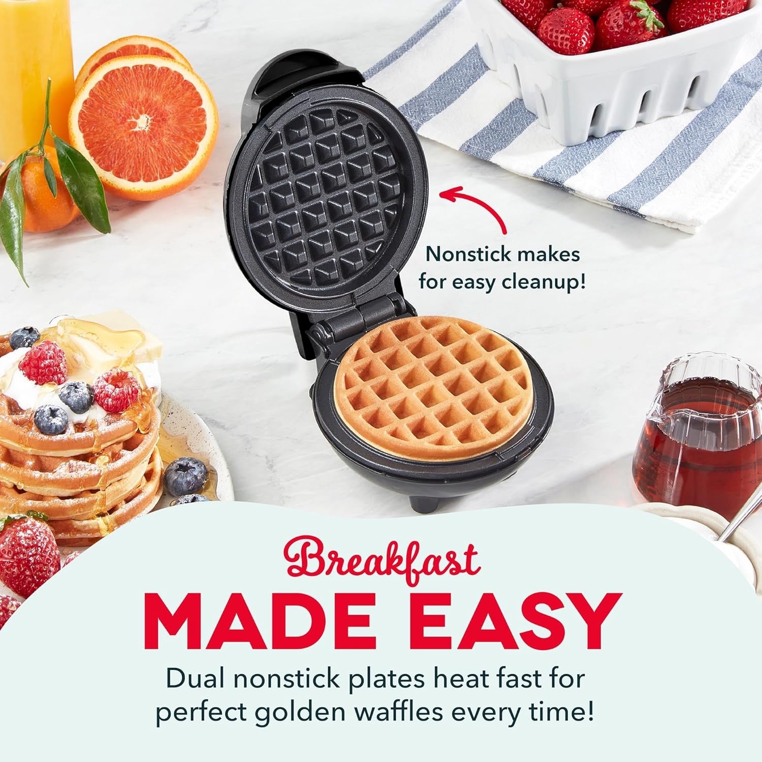 Dash Mini Waffle Maker Compact Nonstick Electric Waffle Iron Easy Clean 4 Inch Kids Family Kitchen Appliance
