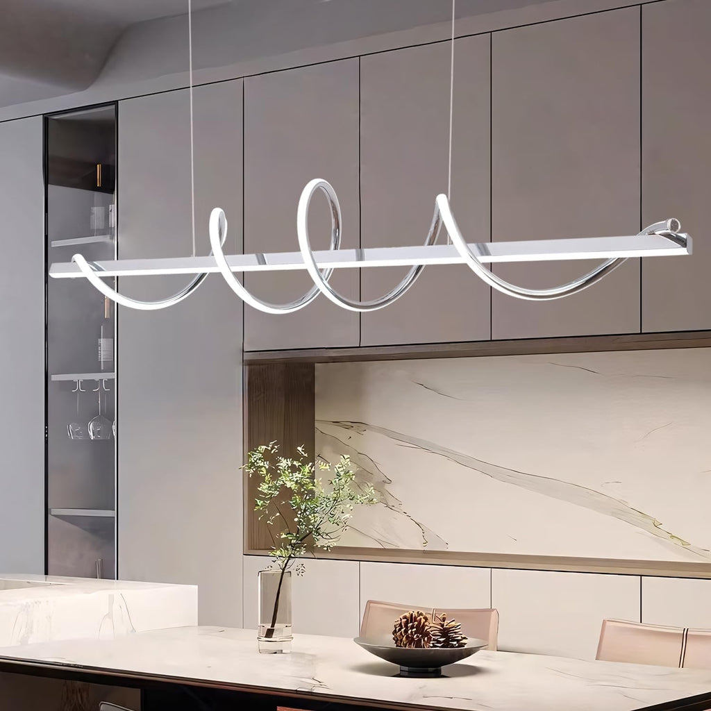 47” Modern LED Snake-Shaped Chandelier | Dimmable Twist Pendant Light for Kitchen Island & Dining Table