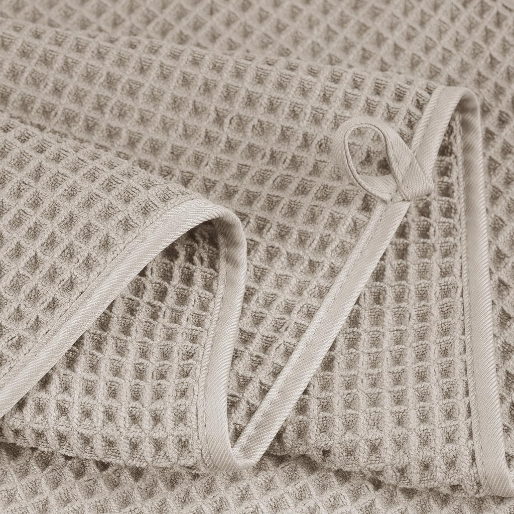 POLYTE 6-Piece Waffle Weave Bath Towel Set | Oversized Quick-Dry 430 GSM Microfiber Towels