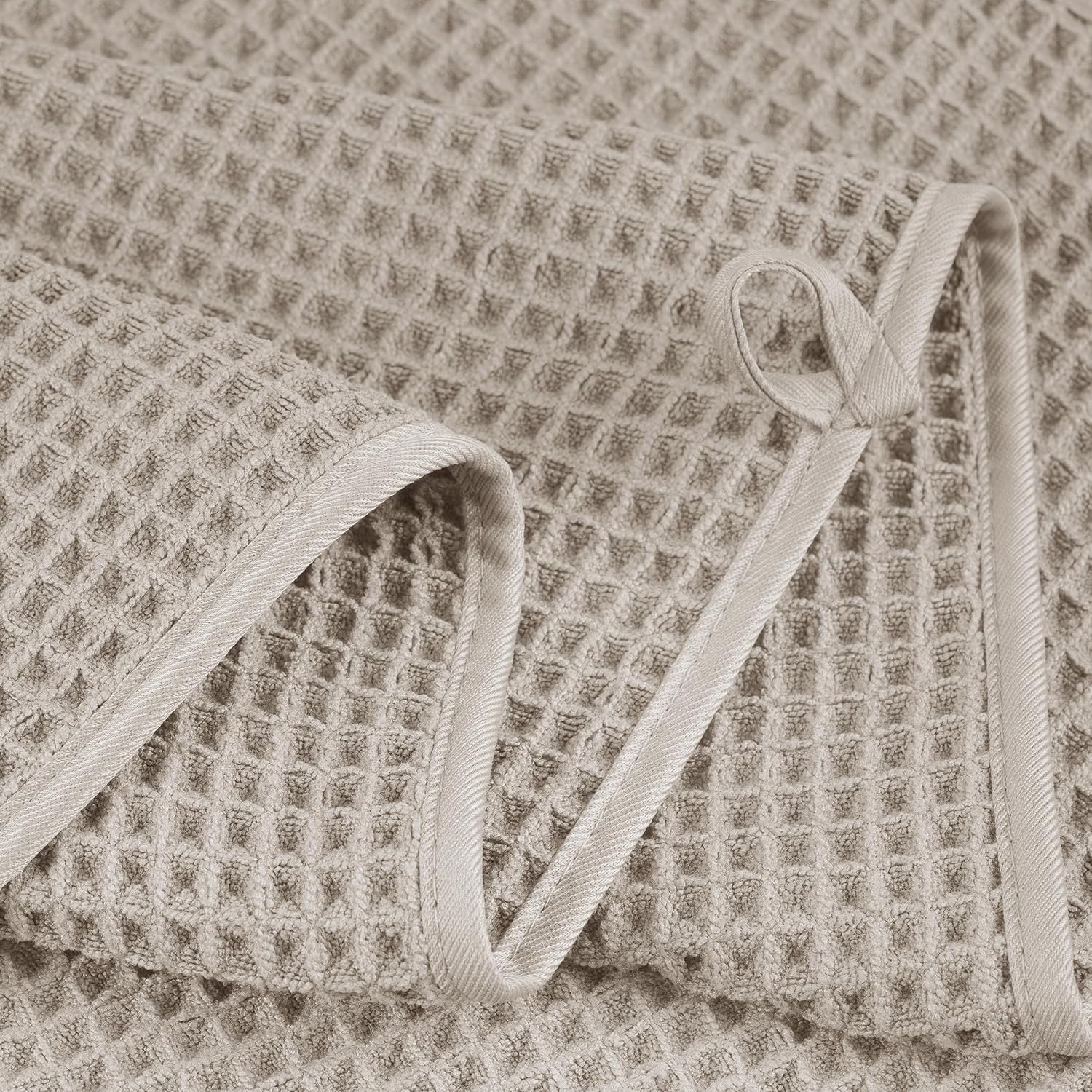POLYTE 6-Piece Waffle Weave Bath Towel Set | Oversized Quick-Dry 430 GSM Microfiber Towels