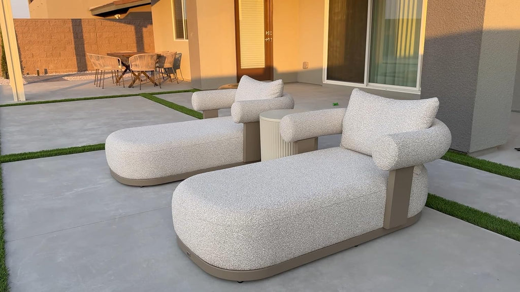 PURPLE LEAF Outdoor Chaise Lounge Chair | Modern Aluminum Patio Lounger with Lumbar Pillow
