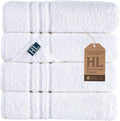 Hawmam Linen 100% Turkish Cotton Bath Towels | 4-Pack Soft Absorbent White Towels (27” x 54”)