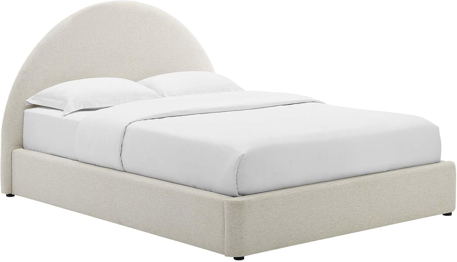 Modway Keynote King Upholstered Platform Bed | Curved Alabaster Velvet Cloud Frame