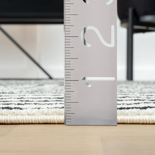 Abani Nuevo Collection Area Rug (5' × 8') | Mid-Century Black & Ivory Arch Design