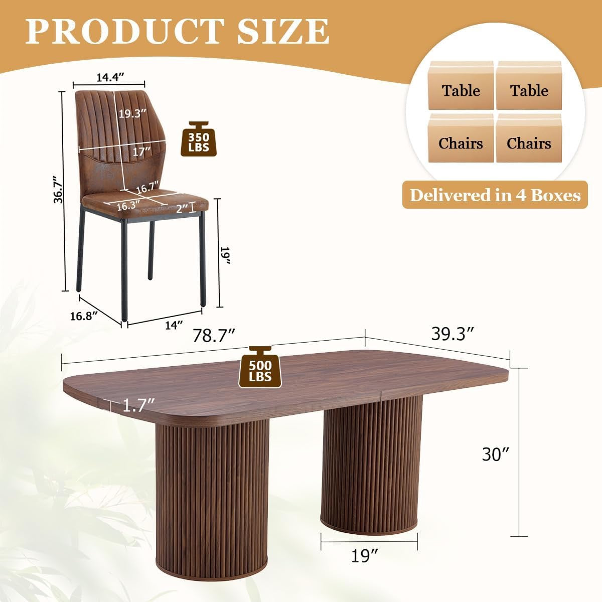 79" Walnut Mid-Century Dining Table Set for 8 | Modern Rectangular Table with Cushioned Chairs