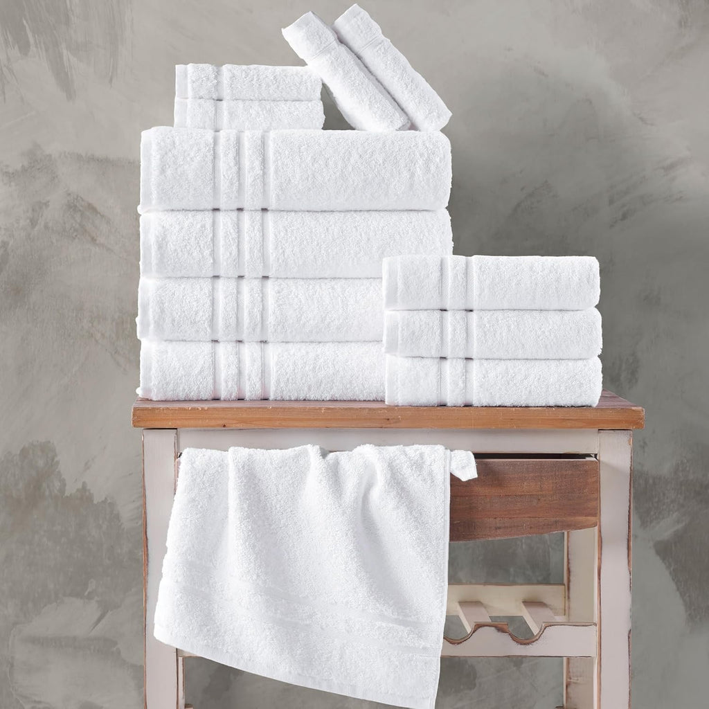 Hawmam Linen 100% Turkish Cotton Bath Towels | 4-Pack Soft Absorbent White Towels (27” x 54”)