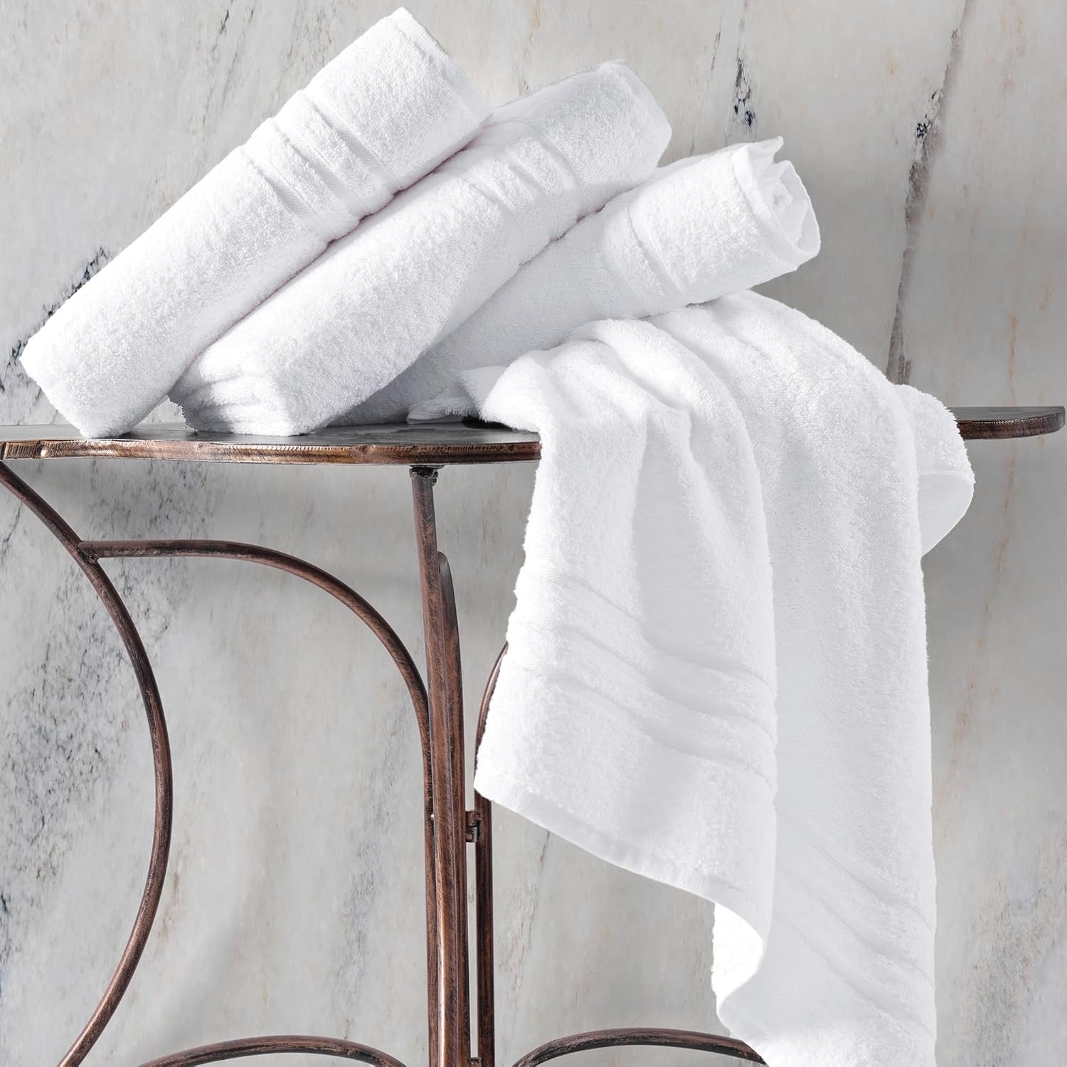 Hawmam Linen 100% Turkish Cotton Bath Towels | 4-Pack Soft Absorbent White Towels (27” x 54”)