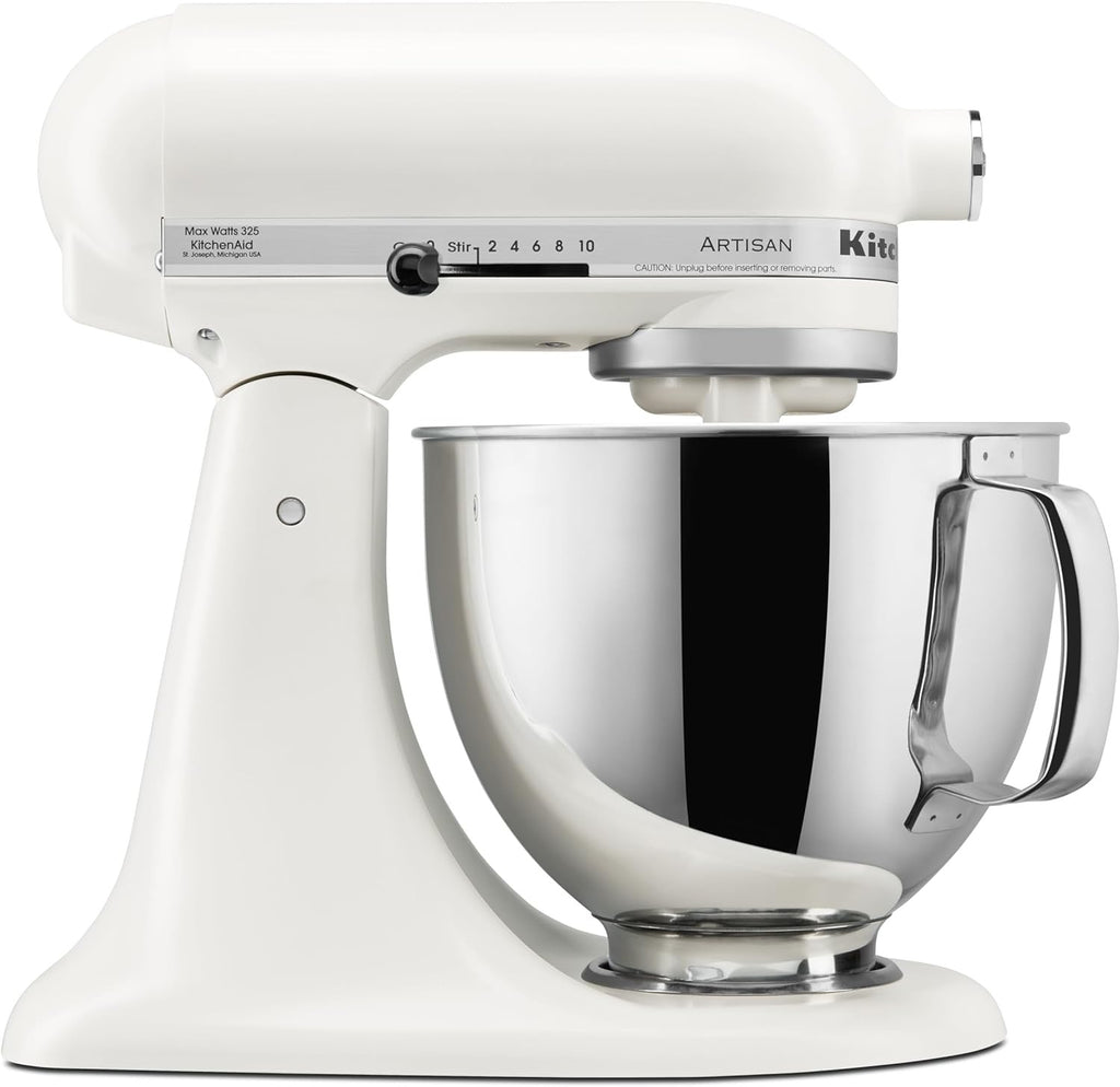 KitchenAid Artisan 5 Quart Tilt Head Stand Mixer Porcelain White 10 Speed Baking Mixer KSM150PS