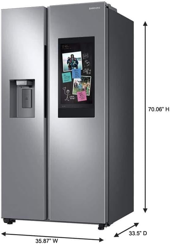 Samsung RS27T5561SR 26.7 Cu. Ft. Side-by-Side Refrigerator | 21.5” Touchscreen Family Hub Smart Fridge