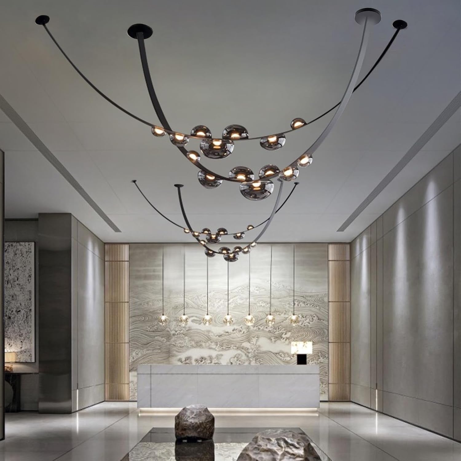 Modern Minimalist Staircase Chandelier for High Ceilings | Large Duplex & Villa Pendant Lighting