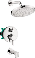 hansgrohe Croma Complete Shower & Bathtub System 04908000 | Modern 1-Spray Rain Shower with Valve & Rough-In (Chrome, 2 GPM)
