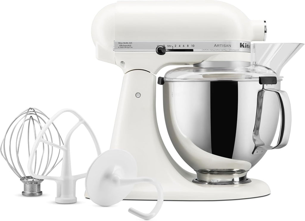 KitchenAid Artisan 5 Quart Tilt Head Stand Mixer Porcelain White 10 Speed Baking Mixer KSM150PS