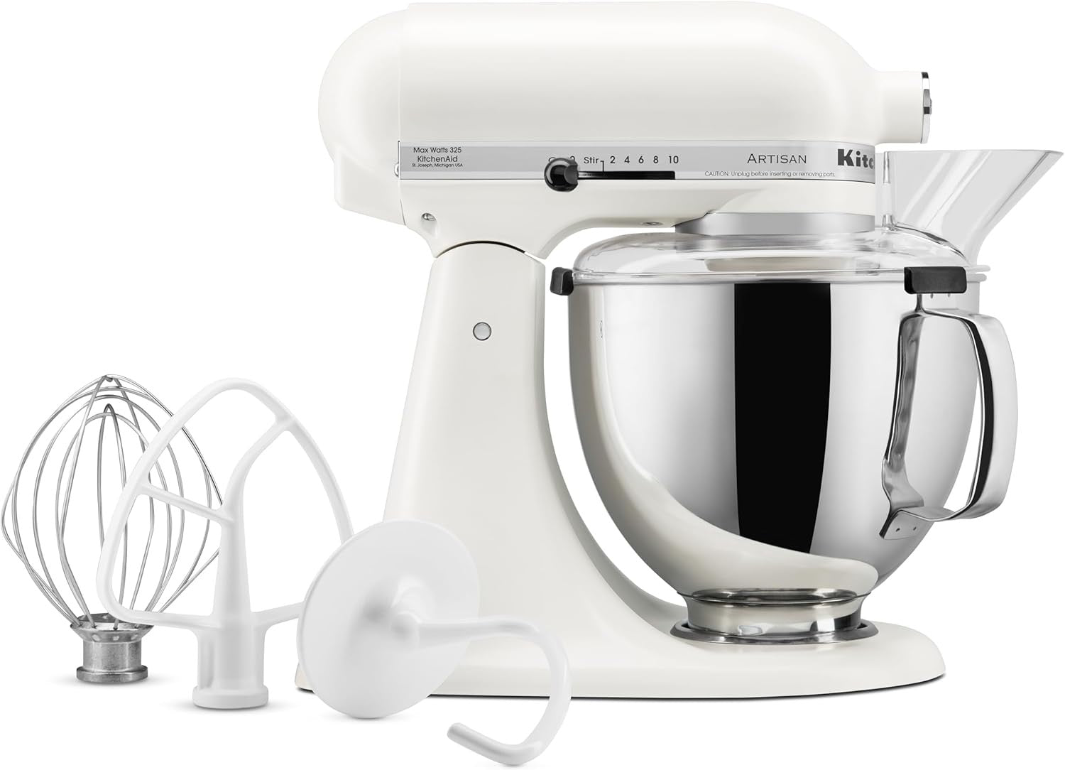 KitchenAid Artisan 5 Quart Tilt Head Stand Mixer Porcelain White 10 Speed Baking Mixer KSM150PS