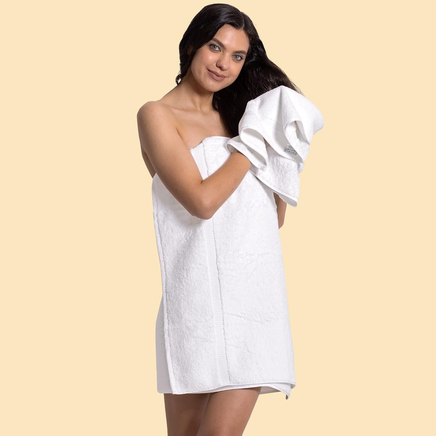 Chakir Turkish Linens 100% Cotton Bath Towels | Premium 4-Piece White Turkish Towel Set (27” x 54”)