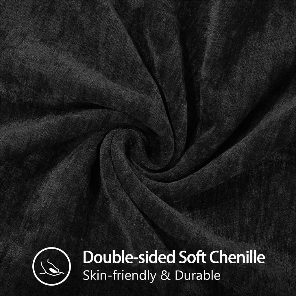 decorUhome Chenille Euro Pillow Covers (24x24, Set of 2, Black) | Soft Velvet Decorative Throw Pillow Shams