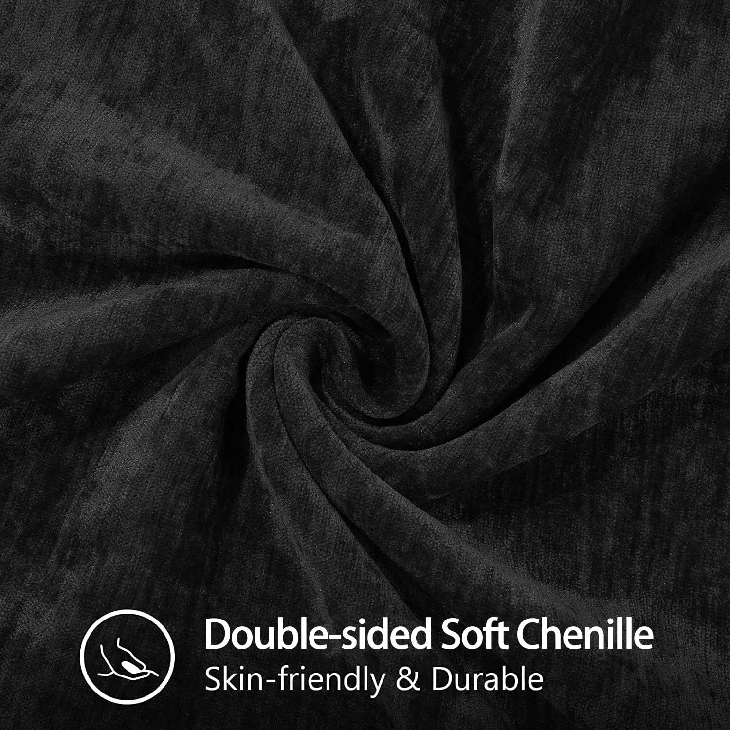 decorUhome Chenille Euro Pillow Covers (24x24, Set of 2, Black) | Soft Velvet Decorative Throw Pillow Shams