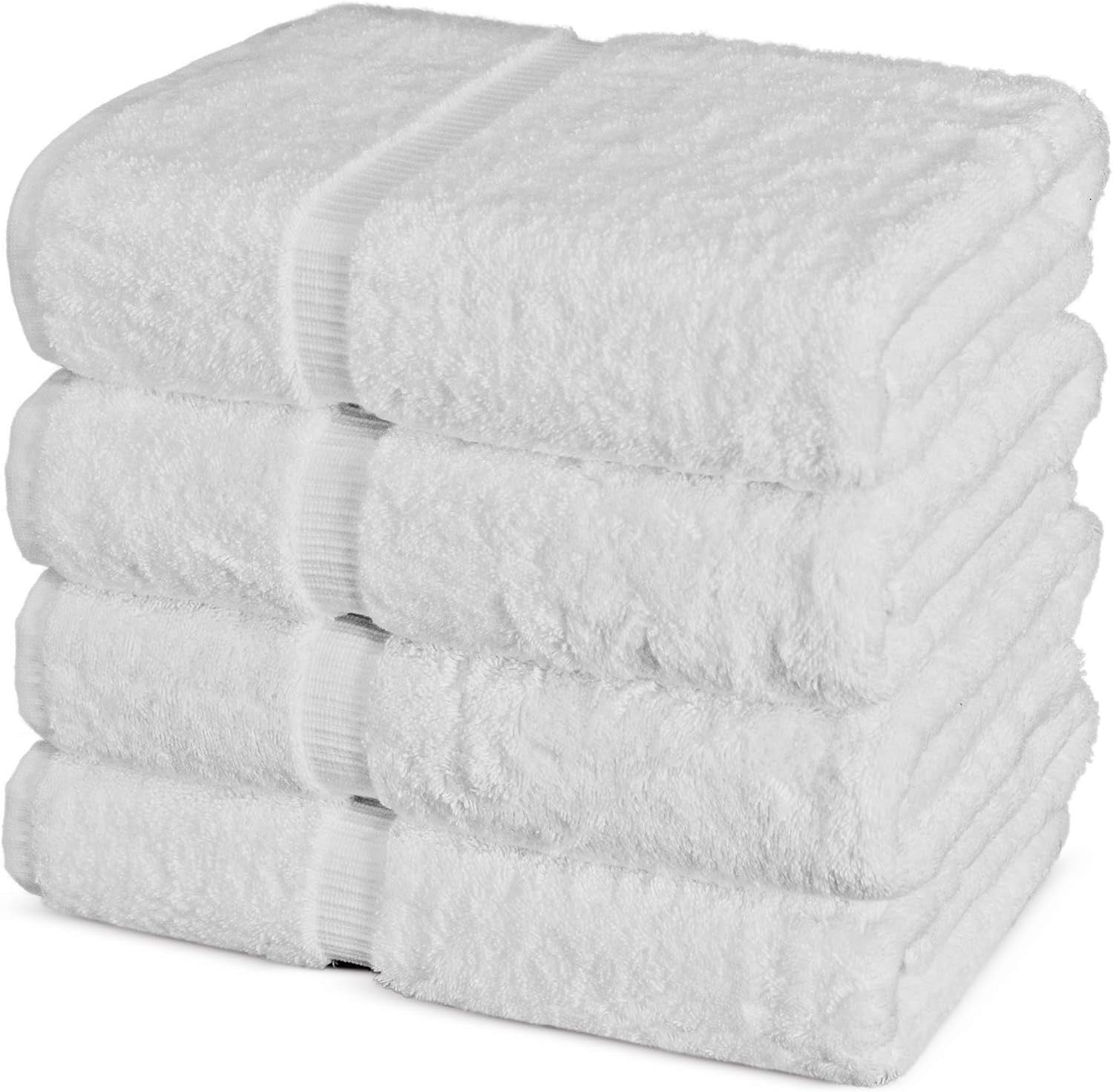 Chakir Turkish Linens 100% Cotton Bath Towels | Premium 4-Piece White Turkish Towel Set (27” x 54”)