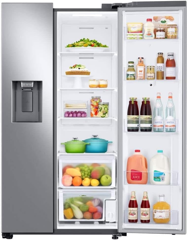 Samsung RS27T5561SR 26.7 Cu. Ft. Side-by-Side Refrigerator | 21.5” Touchscreen Family Hub Smart Fridge