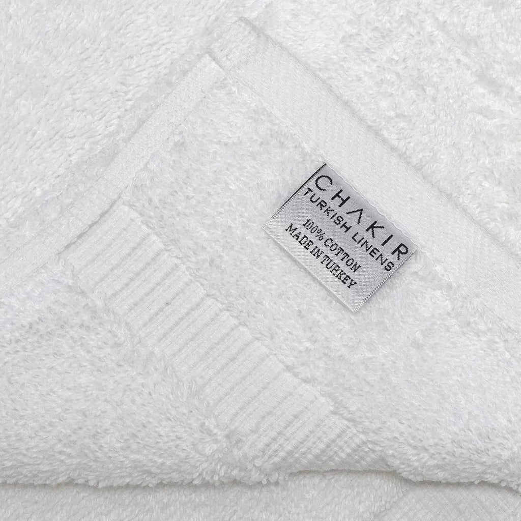 Chakir Turkish Linens 100% Cotton Bath Towels | Premium 4-Piece White Turkish Towel Set (27” x 54”)