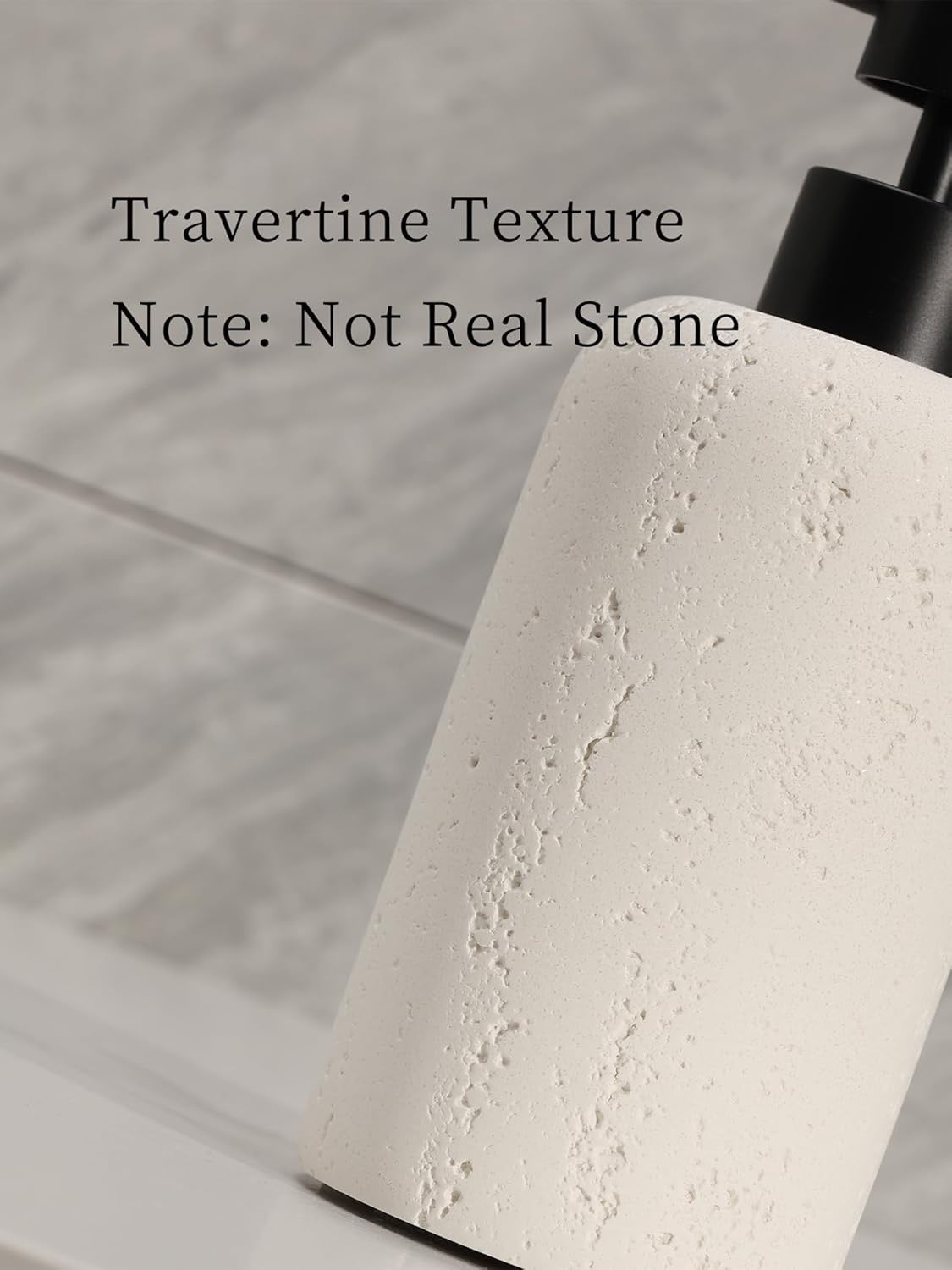 Travertine Soap Dispenser Set 2 PCS 13.5 oz | Cream Stone Pump Bottles for Kitchen & Bathroom