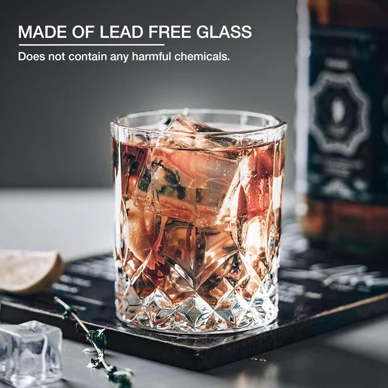 Crystal Drinking Glasses Set of 8 | 11oz Highball & Whiskey Glasses (Modern Mixed Cocktail Glassware Set)