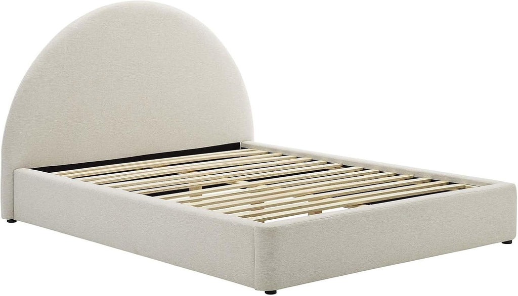 Modway Keynote King Upholstered Platform Bed | Curved Alabaster Velvet Cloud Frame