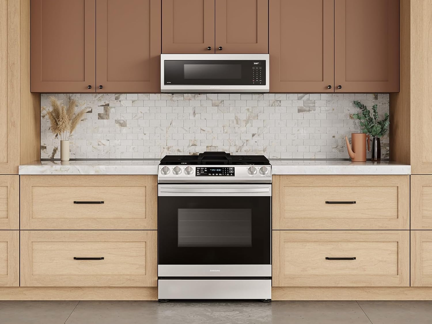 Samsung 1.1 Cu Ft Smart SLIM Over-the-Range Microwave | 1100W with 550 CFM Vent, Wi-Fi & Voice Control (Fingerprint Resistant Stainless Steel)