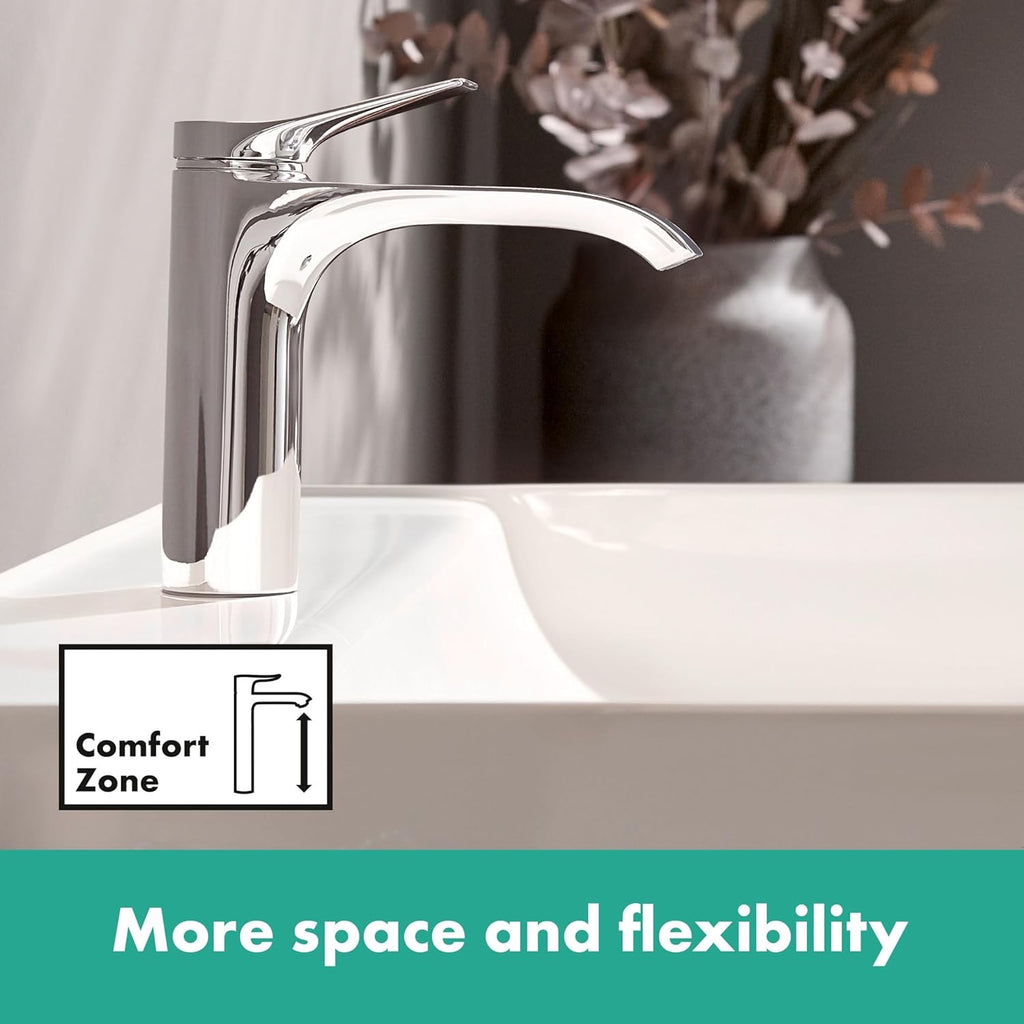 hansgrohe Vivenis 12” Tall Bathroom Faucet 75042001 | Modern 1-Handle Chrome Vessel Sink Faucet