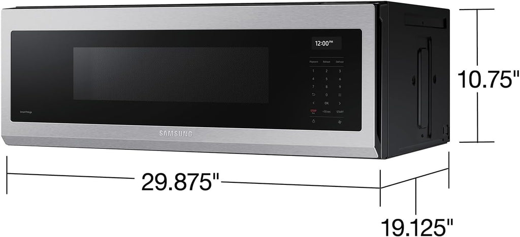 Samsung 1.1 Cu Ft Smart SLIM Over-the-Range Microwave | 1100W with 550 CFM Vent, Wi-Fi & Voice Control (Fingerprint Resistant Stainless Steel)