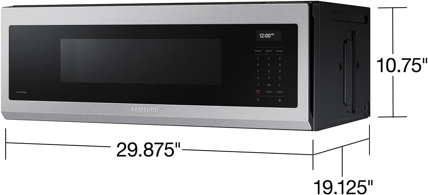 Samsung 1.1 Cu Ft Smart SLIM Over-the-Range Microwave | 1100W with 550 CFM Vent, Wi-Fi & Voice Control (Fingerprint Resistant Stainless Steel)
