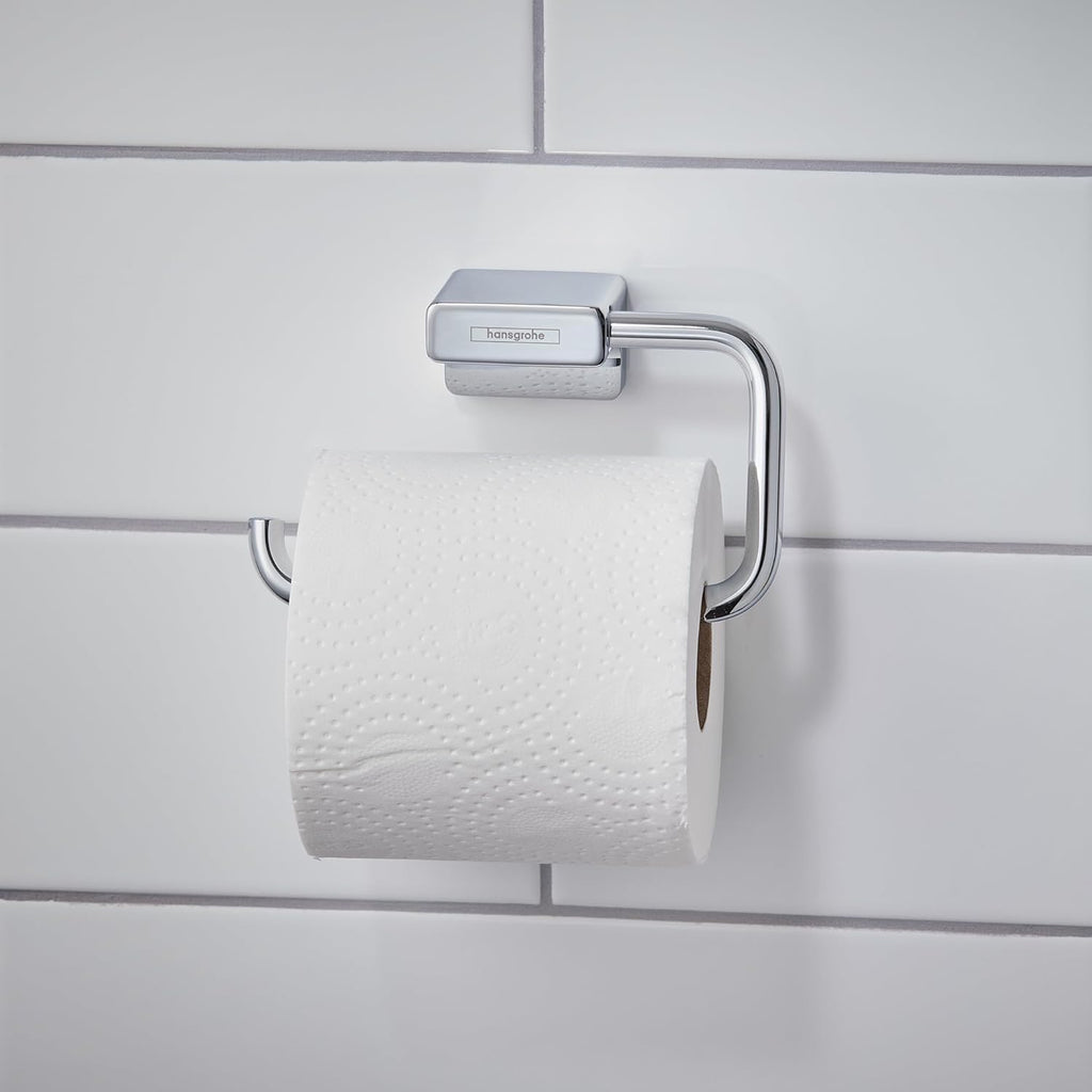 hansgrohe AddStoris Roll Holder 41771000 | Modern Chrome Open Toilet Paper Holder