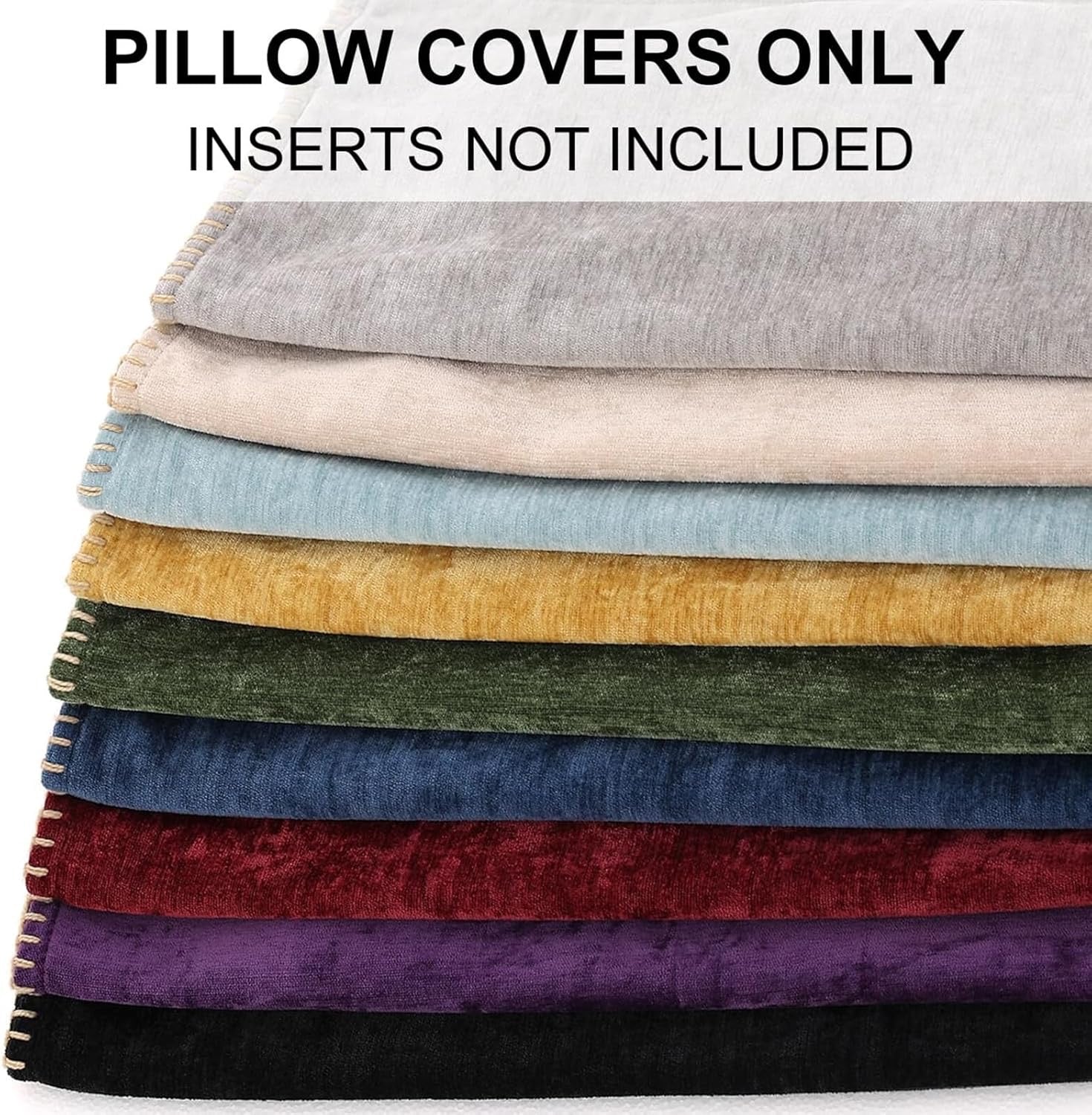 decorUhome Chenille Euro Pillow Covers (24x24, Set of 2, Black) | Soft Velvet Decorative Throw Pillow Shams