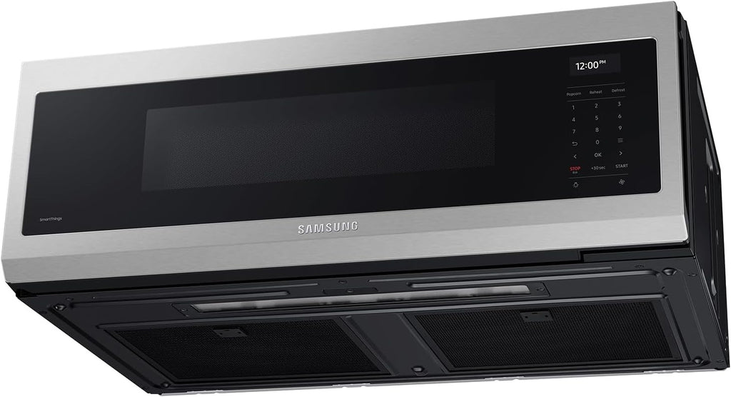 Samsung 1.1 Cu Ft Smart SLIM Over-the-Range Microwave | 1100W with 550 CFM Vent, Wi-Fi & Voice Control (Fingerprint Resistant Stainless Steel)