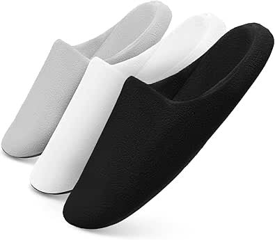 Tlizzz7 3-Pair Cozy Guest Slippers | Memory Foam Fuzzy House Slippers for Home, Spa & Travel