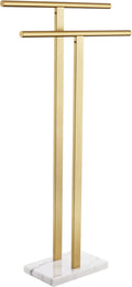 KOKOSIRI 2-Tier Freestanding Towel Rack THS0005-BG | Gold Stainless Steel Floor Stand with Marble Base