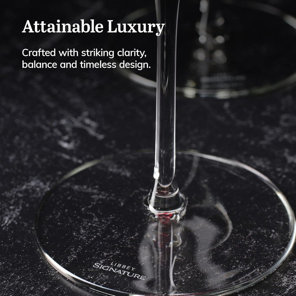 Libbey Signature Wine Glasses Set of 4 Stemmed All Purpose Red White Wine Glass Elegant Modern Glassware