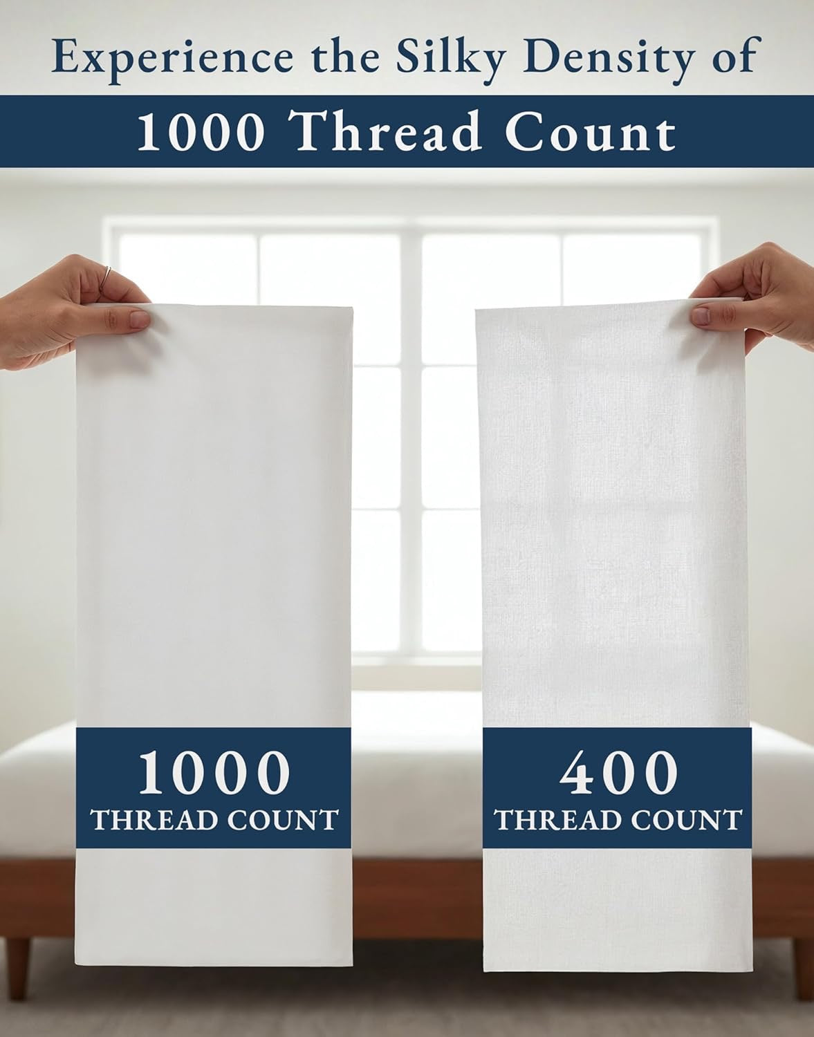 1000 Thread Count Egyptian Cotton Sheets – King Size | Silky Sateen Luxury Hotel Sheet Set (White)