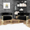 STHOUYN Modern Black & Gold Accent Chair Set (2) | Bouclé Bucket Chairs for Living Room & Bedroom