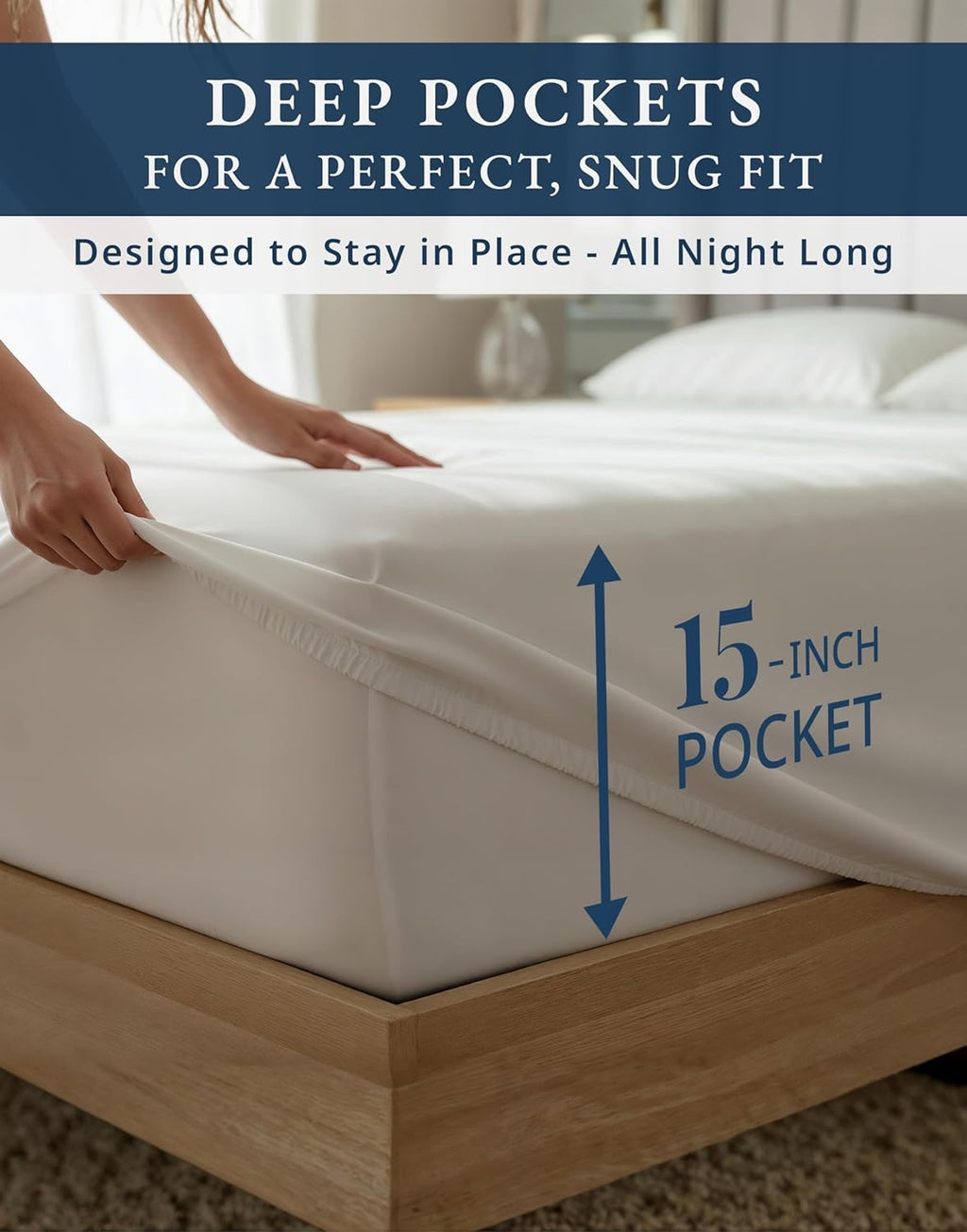 1000 Thread Count Egyptian Cotton Sheets – King Size | Silky Sateen Luxury Hotel Sheet Set (White)