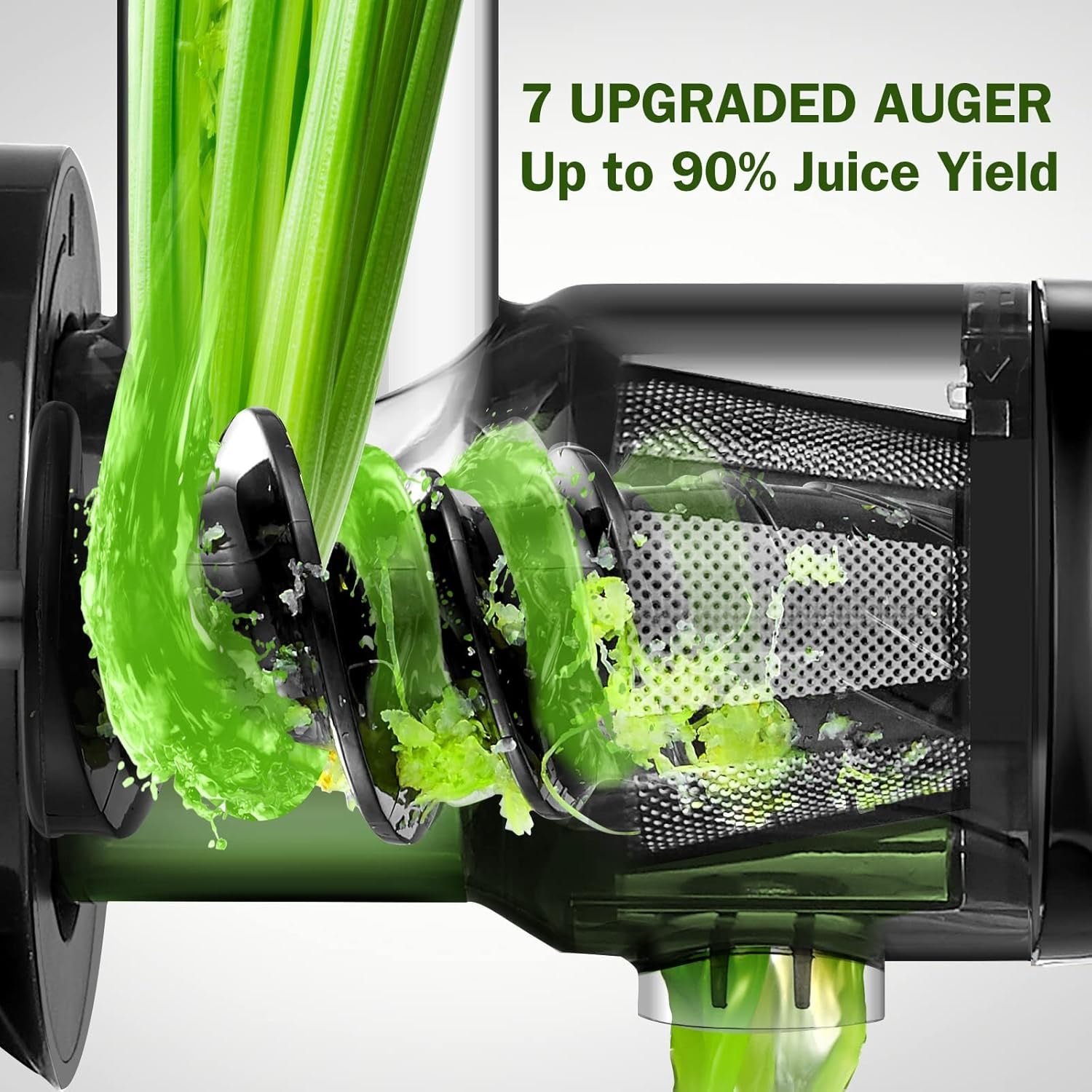 AMZCHEF Cold Press Masticating Juicer – Quiet Slow Juicer Machine with High Juice Yield