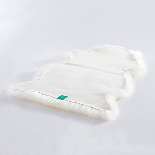 HUAHOO Genuine Australian Sheepskin Rug | Ivory 2' x 3' Natural Lambskin Accent Rug