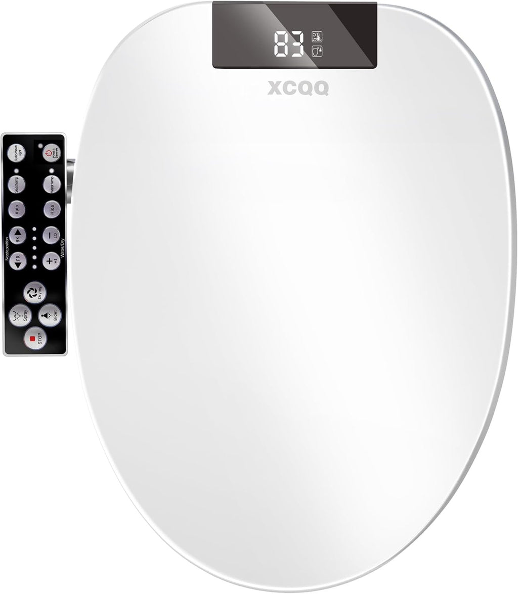 XCQQ Heated Bidet Toilet Seat – Warm Water Wash, Air Dryer & LED Display for Elongated Toilets