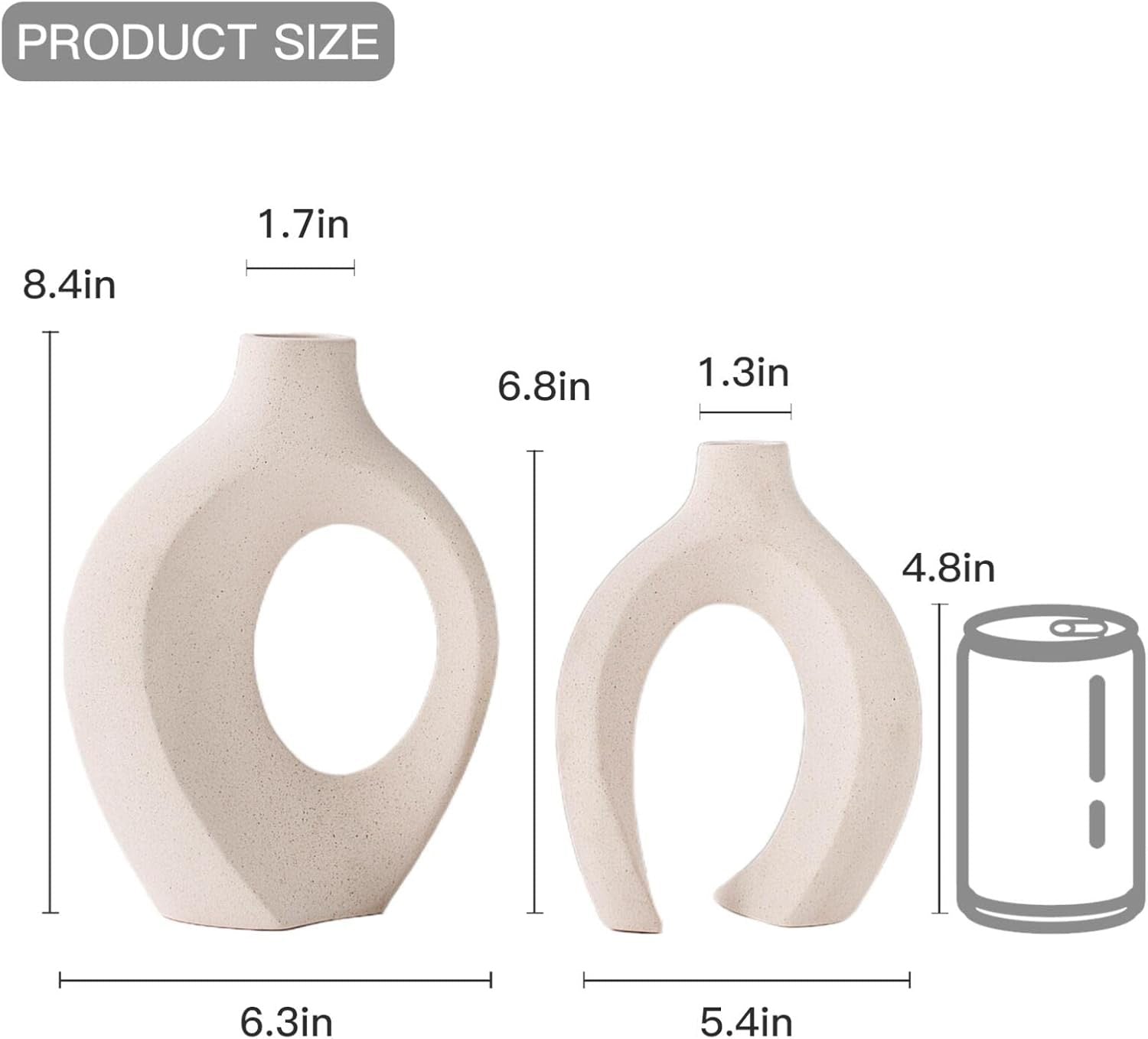 Snuggle Hollow Ceramic Vase Set (2-Piece) | Nordic Modern Decorative Vases – Milky White