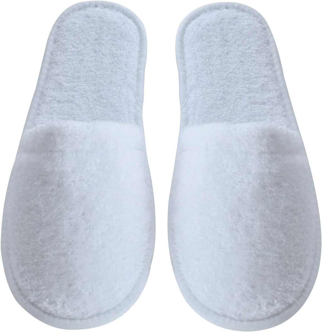 Arus Women's Turkish Terry Cotton Spa Slippers | Soft White Hotel-Style House Slippers (One Size 6–9.5)