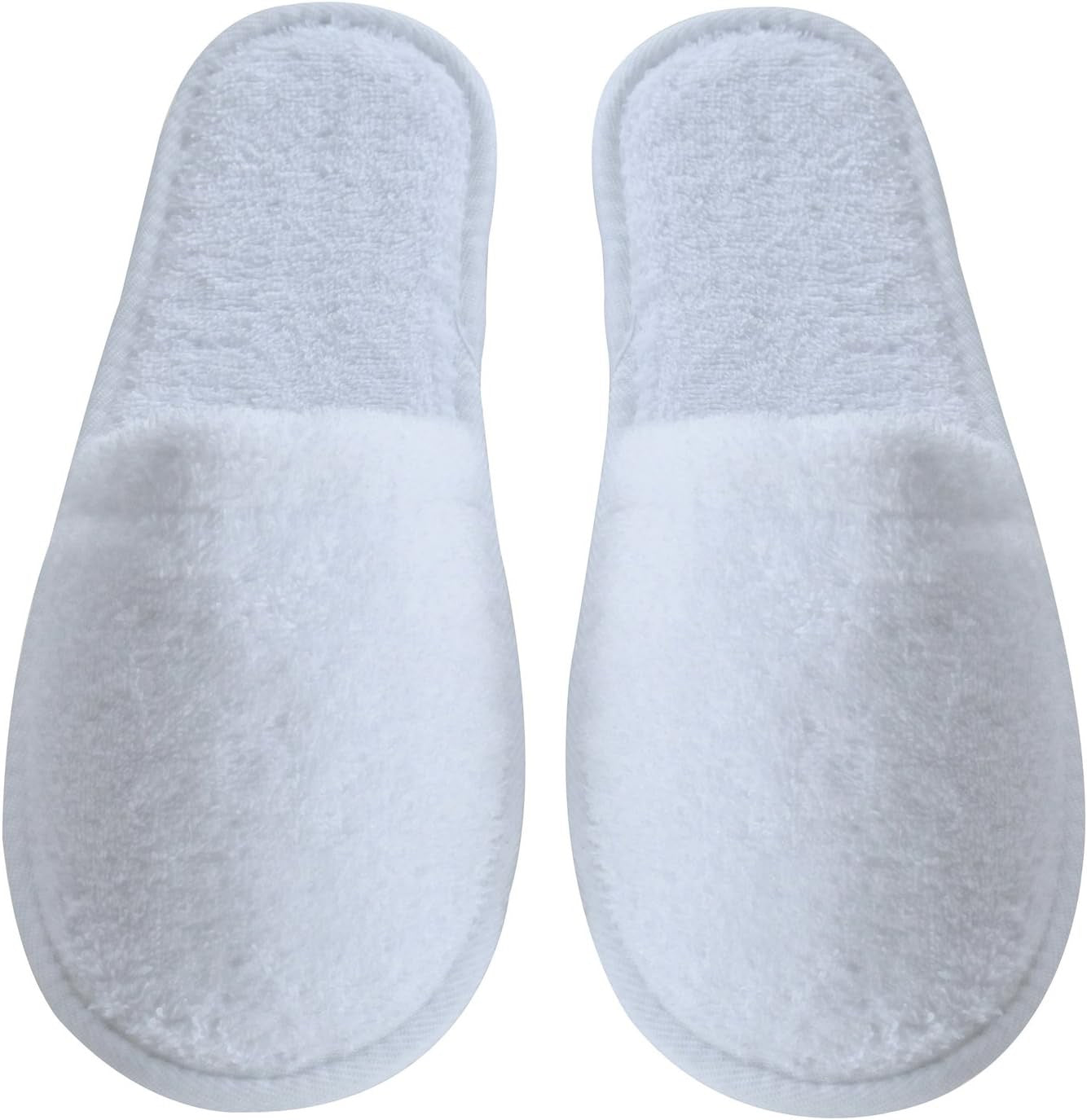 Arus Women's Turkish Terry Cotton Spa Slippers | Soft White Hotel-Style House Slippers (One Size 6–9.5)